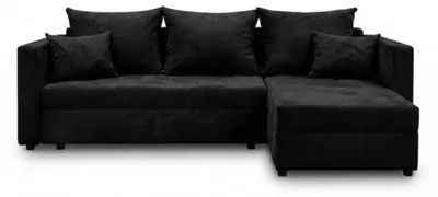 Produktbild von DesimeHome Ecksofa L-Form Schlaffunktion Bettkasten Gästebett 226cm Schwarz - universell links/rechts Easy-Clean