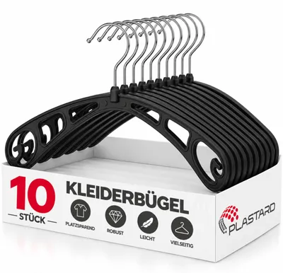 Produktbild von Plastard S38 Erwachsenen-Kleiderbügel 10 Stück -drehbarer Haken, Blusen