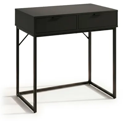 Produktbild von Konsolentisch Loft-Stil ELANO 2 Schubladen 80 cm Schwarz Schwarze Beine