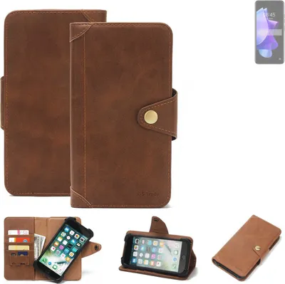 Produktbild von K-S-Trade Handyhülle kompatibel mit Tecno Pop 7 Schutz Hülle Walletcase Bookstyle Tasche Case Handytasche Wallet Flipcase Cover PolyurethanBraun (1x)