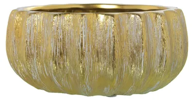 Keramik-Mitte, rund, gold-weiß, 26 x 12 cm