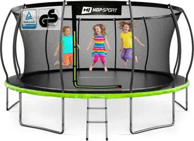 Image de Hop-Sport Trampoline de Jardin pour enfants 488 cm (16ft), Kit complet avec Filet de Sécurité Intérieur, Échelle, Robuste et Stable Max. 150 kg
