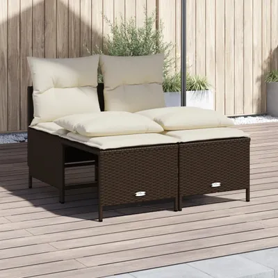 Produktbild von Design 4-tlg. Garten-Sofagarnitur mit Kissen Braun Poly Rattan, Gartenmöbel-Sets 2024 Neu
