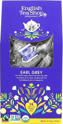 Zdjęcie produktu dla HERBATA EARL GREYPIRAMIDKI FAIR TRADE (15 x 2,5 g) 37,5 g - ENGLISH TEA SHOP