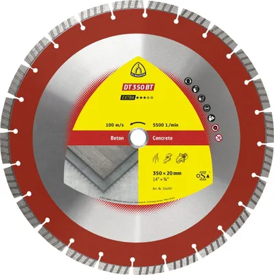 Produktbild von Klingspor DT 350 BT Diamanttrennscheiben, 350 x 3 x 25,4 mm 24 Segmente 40 x 3 x 10 mm, Standard Turbo