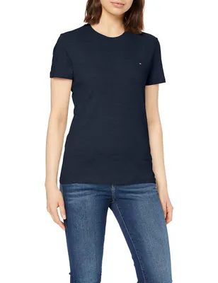 Produktbild von TH TOMMY HILFIGER Damen T-Shirt Kurzarm Rundhals-Baumwoll-T-Shirt Artikel WW0WW22043, XXS, Cotone 100%