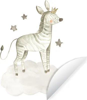 Produktbild von MuchoWow® Runde Wandtattoo - Wandsticker Tapete Aufkleber Zebra - Krone - Wolke Ø 30 cm Selbstklebend und Repositionierbar - Wandaufkleber - Kreis - Wandbild - Fototapete - Selbstklebend - Dekoration - Wandschmuck - Schlafzimmer