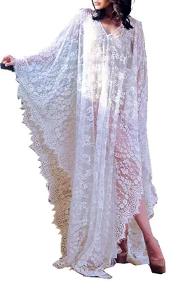 Produktbild von YouKD Damen Spitzen Robe Durchsichtiges Kleid Boho Loose Kaftan Beach Bikini Cov