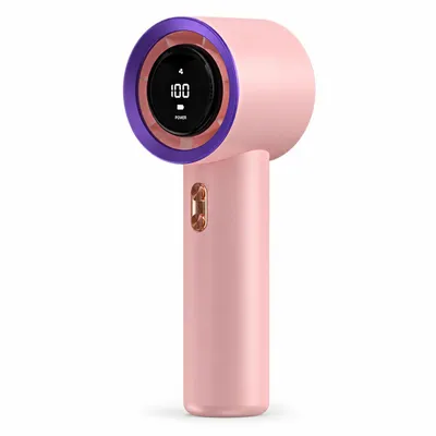 Produktbild von Tragbarer Handventilator wiederaufladbar USB-C, Mini Ventilator mit LED-Anzeige, 3 Geschwindigkeitsstufen - Rosa
