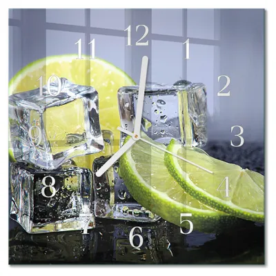 Produktbild von Tulup Glasuhr Wanduhr Küchenuhr Echt-Glas 30x30 cm Modern Dekorativ Geräuschlos Weiße Zeiger - Zitrusfrüchte