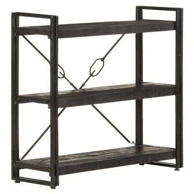 Produktbild von BEI CLORIS Bücherregal 3 Fächer Schwarz 90x30x80 cm Mango Massivholz 2024 Neu5432903