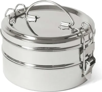 Produktbild von ECO Brotbox - Tiffin Double XL - Edelstahl Lunchbox Rund