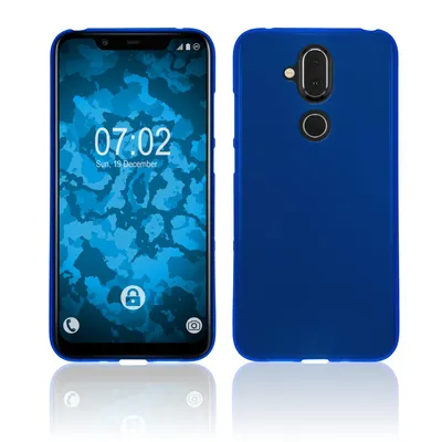 Produktbild von PhoneNatic Case kompatibel mit  Nokia 8.1 (X7) - blau Silikon Hülle matt Cover