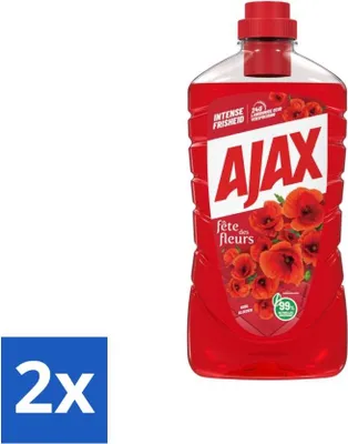 Produktbild von Ajax Allzweckreiniger Fete de Fleur Rote Blumen 1 Liter - Vorteilspack - 2 Stücke