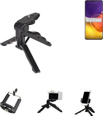 Produktbild von K-S-Trade Stativ Tisch-Ständer Dreibein Handy-Stativ Ständer kompatibel mit Samsung Galaxy Quantum2 Mini-Stativ Smartphone Tripod Handy-Stativ aus