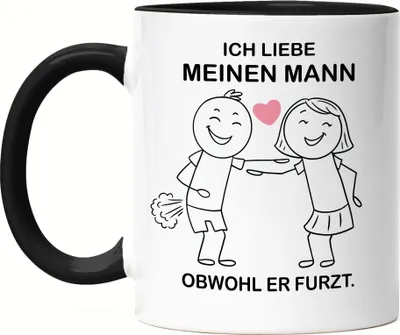 Produktbild von Ich Liebe Meinen Mann Obwohl Er Furzt Tasse Schwarz Herz Liebesbeweis Herzensmenschen Paar Liebe Lieblingsmensch Furz