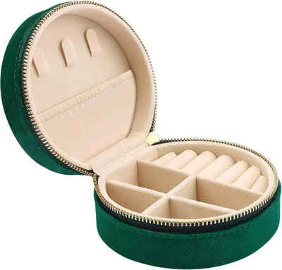 Produktbild von Reise Schmuck Box Samt Kleine Schmuck Box Frauen Mini Schmuck Box Ring Lagerung Ohrringe Halskette Armband