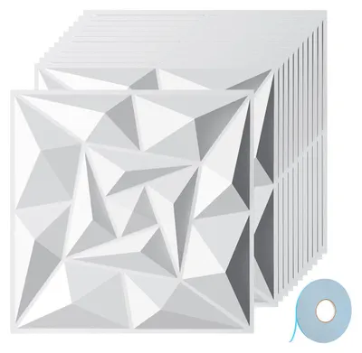 Obrázek produktu pro Peviasot 3D stěnové panely, bílé, 30x30 cm, vířivá struktura, PVC, samolepicí, vnitřní obklad stěn