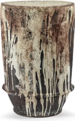 Productafbeelding van Serax bloempot-overpot Dune, Kelly Wearstler, wit-donkerbruin, diameter 26 cm, hoogte 38 cm