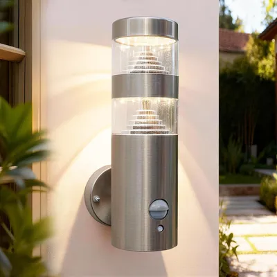 LED-Außenwandleuchte mit PIR-Sensor, Edelstahl, 9,5W, IP44, 1000LM, 3000K