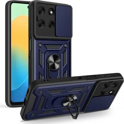 Produktbild von Motorola Moto G56 Hülle - Coverup Armor Ring Ständer Back Cover mit Kamera Schutz - Blau