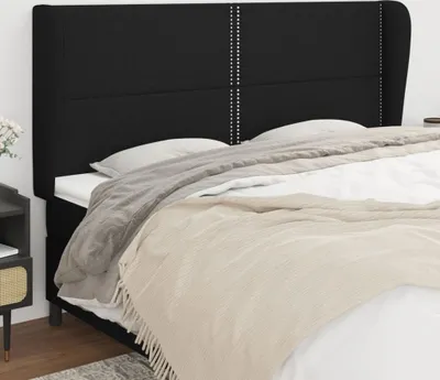 Produktbild von Design Möbel Kopfteil mit Ohren Schwarz 163x23x118/128 cm Stoff - 2024 Neu