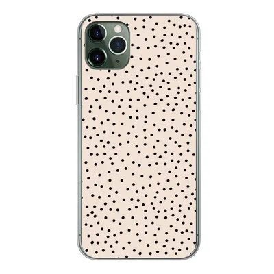 Produktbild von MuchoWow® Handyhülle Schutzhülle Hülle für iPhone 11 Pro Max Polka dot - Beige - Schwarz Silikon Softcase Handy Hülle - Schutz