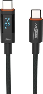 Immagine prodotto di ANSMANN 1700-0171 Cavo dati e ricarica ANSMANN con display, USB-C - USB-C, 2,0 m