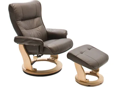 Produktbild von Relaxsessel >Montreal< mit Hocker Leder, TV Sessel Belastbarkeit bis 130 Kg, Braun