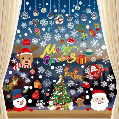 Produktbild von Weihnachts Fensterdekor 8 Blätter Schneeflocken Folie selbstklebend