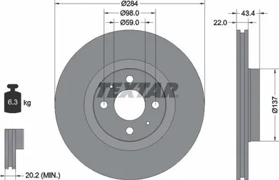 Produktbild von 2 Textar Bremsscheiben 284mm vorne für Alfa Romeo Fiat Lancia