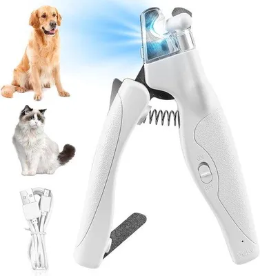 Immagine prodotto di Tagliaunghie per animali domestici - con luce LED per cani e gatti - Sicurezza - per principianti, gatti, ideale per cani, cuccioli, conigli e piccoli animali - bianco