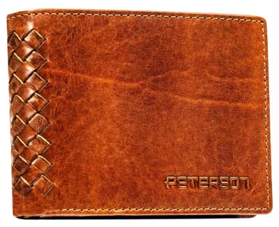 Obrázek produktu pro Peterson Pánská peněženka z přírodní kůže RFID světle hnědá 12x9 cm