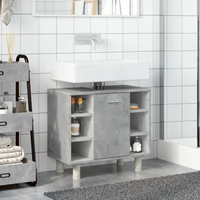 Produktbild von "2026 Aktion"Toilettenschrank - CLORIS - Badezimmerschrank - schlichte Design - Betongrau 60x32x53,5 cm Holzwerkstoff - NeuMöbel2359038