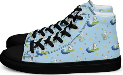 Produktbild von Mr. & Mrs. Panda Damen Sneaker Black Edition Pinguin Surfer Größe 41 - Blau - Geschenk, Portugal, Schwarze, Urlaub, Sneakers, Hawaii, Motiviert, Optimistisch, Schwarz