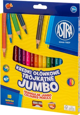 Produktbild von Bleistiftkreiden 18 Farben dreieckig Jumbo Astra