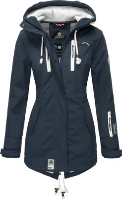 Produktbild von Marikoo Zimtzicke Damen Wasserdichte Softshell Jacke mit Kapuze Outdoor Regenjacke Regenmantel Navy Gr. 34 - XS