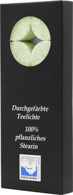 Produktbild von Teelichter aus Stearin, 18/38 mm, Mint, KERZENFARM HAHN, Brenndauer ca. 4h, 10 Stück pro Verpackung