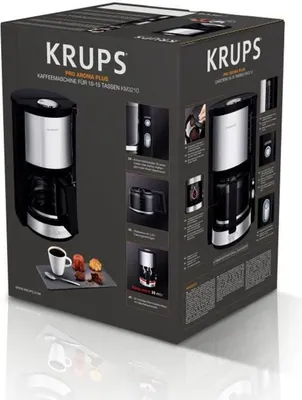 Obrázek produktu pro Krups KM3210, Kávovar na překapávanou kávu, 1,25 l, 1100 W, Černá, Nerezová ocel, Průhledná