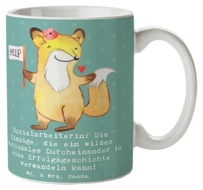 Produktbild von Mr. & Mrs. Panda Tasse Sozialarbeiterin Erfolg - Meeresbrise - Geschenk, Kaffeebecher, Berufsliebe, Geschenktasse, Berufspassion, Empathie, Teetasse, Kaffeetasse, Geduld