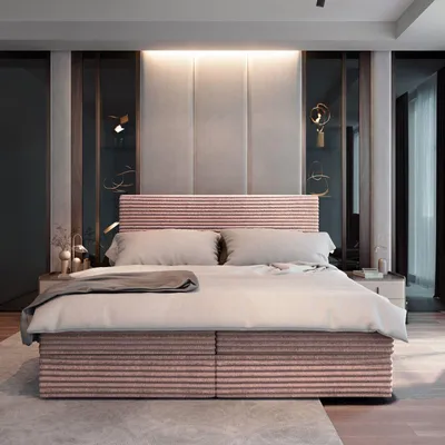 Produktbild von Masseno Boxspringbett PISA 140x200 cm Komplett-Set mit Bonell Matratze und Topper, Polsterbett mit Bettkästen -Rosa, TILIA 62