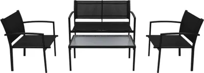 Produktbild von vidaXL 4-tlg. Garten-Lounge-Set Textilene Schwarz