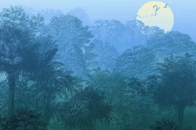 Produktbild von Sanders & Sanders Fototapete Dschungel Blau und Grün 400 x 280 cm