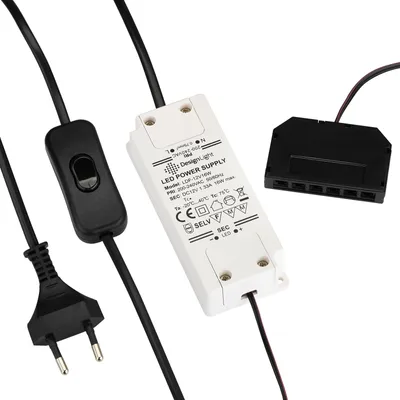 Produktbild von Trafo Transformator 220-240V schwarz 12V/15W Konverter mit Schiebeschalter und 6-fach Verteiler