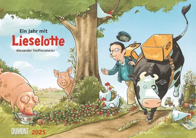 Produktbild von Die Kuh Lieselotte 2025 ¿ Erfunden und illustriert von Alexander Steffensmeier ¿ Wandkalender für Kinder ¿ Format 42 x 29,7 cm