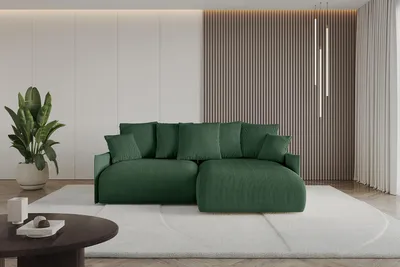 Produktbild von ALTDECOR Ecksofa mit Schlaffunktion und Bettkasten ONESK-L-v1 216x177x72 cm Grün - Corner Sofa Eckcouch Couch L-Form angeordnet Schlafcouch Ausziehbar Wohnlandschaft