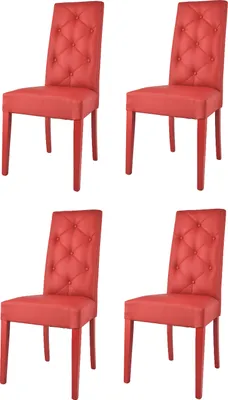Produktbild von t m c s Tommychairs - 4er Set Moderne Stühle CHANTAL für Küche und Esszimmer, robuste Struktur aus lackiertem Buchenholz Farbe Rot, gepolstert und mit Kunstleder Farbe Rot bezogen
