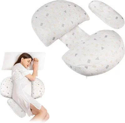 Obrázek produktu pro Polštář pro těhotné, polštář ve tvaru písmene U, bavlněný polštář ve tvaru písmene V, opěrka pro dospělé, polštář pro ženy na spaní pro záda, boky a nohy