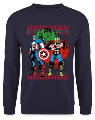 Produktbild von Spreadshirt Avengers Superhelden Ugly Christmas Uni Pullover, XXL, Navy