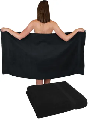 Produktbild von Betz 2-tlg. Duschtuch-Set PREMIUM 100%Baumwolle 2 Duschhandtücher 70x140 cm Farbe - schwarz